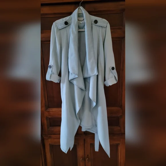 Women'BCBG Light Weight, Cotton Blend Coat/Duster/Trench Coat -  Size Large - Picture 7 of 7